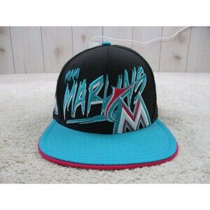 Florida Marlins Hat Cap Snap Back Black One Size Graffiti Baseball New Era Mens